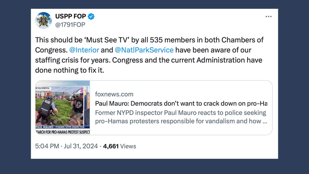 Watch This News Segment – Excellent Segment  Explaining the Protests and USPP Operational Issues
